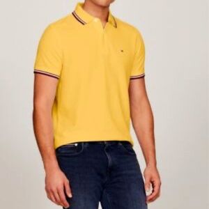 Tommy hilfiger  men's Striped Collar polo Yellow